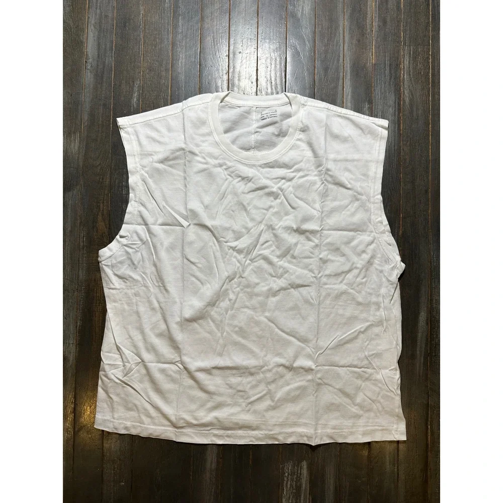 Standard Cloth White Cotton Muscle Tee Sleeveless T-Shirt